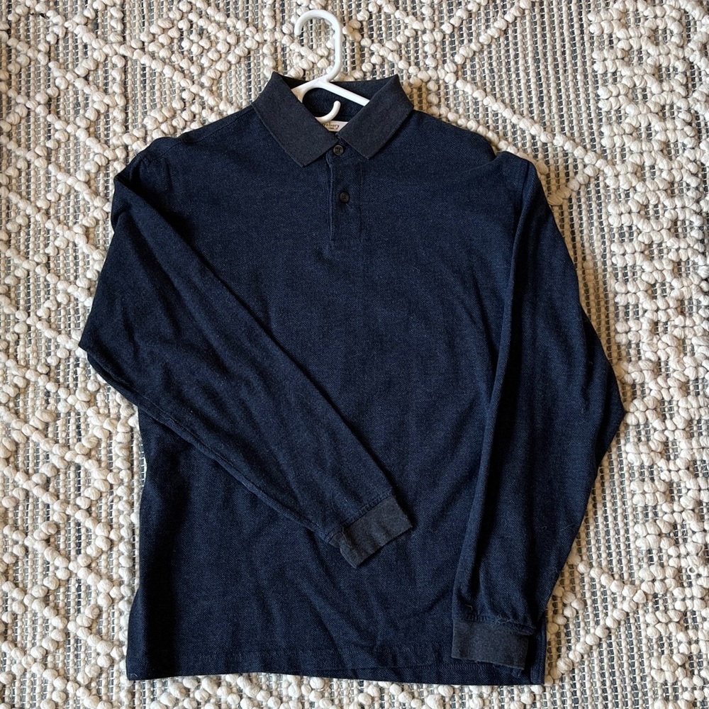 Men's Dark Gray/Black Long Sleeve Polo Shirt